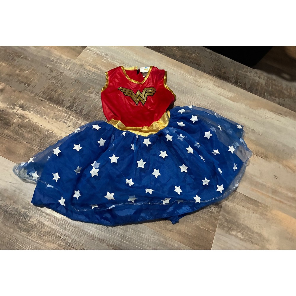 Rubies DC Comics Wonder Woman Costume Dress Kids Medium Red Blue Star Tutu
